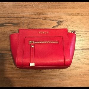 FURLA Red Saffiano Leather Cross Body Bag
